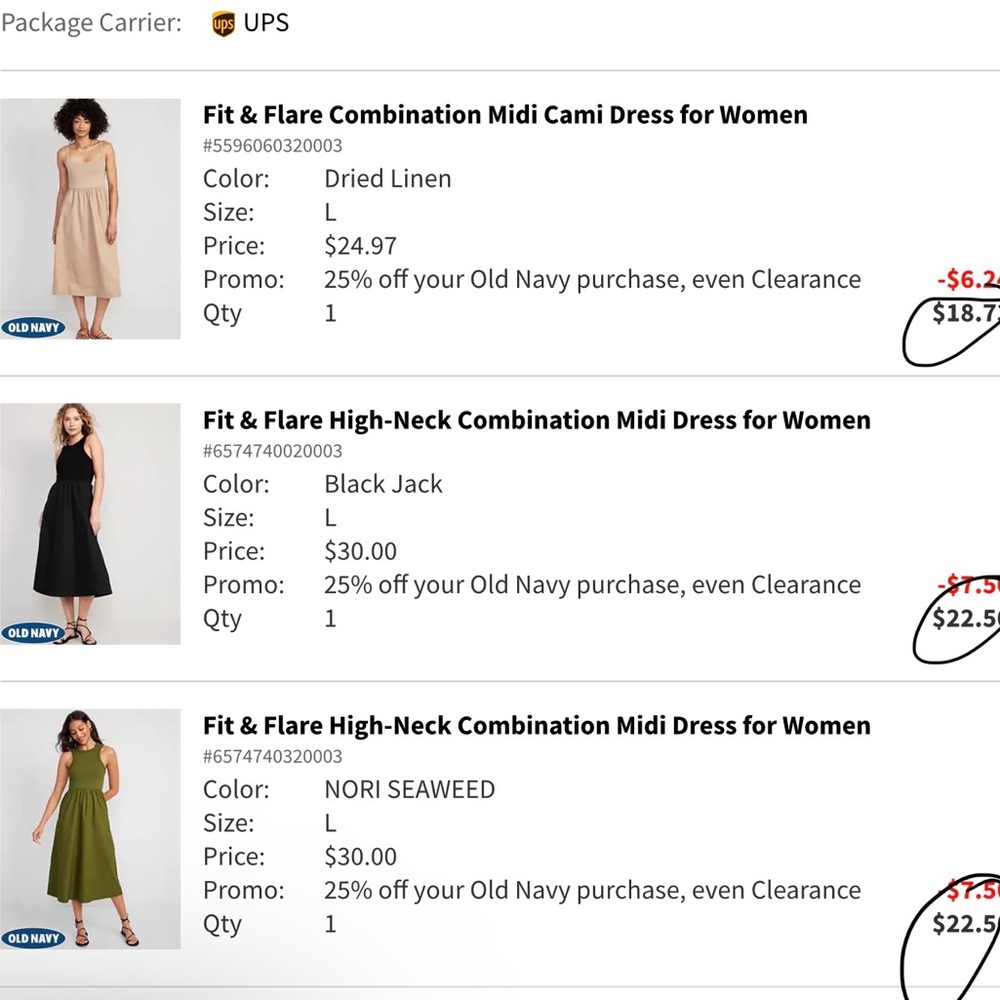 3 Size L Dresses